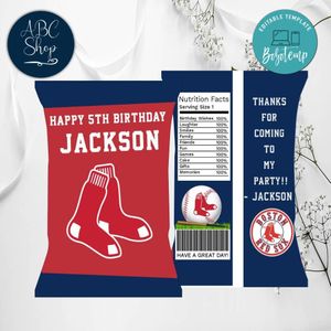 Boston Red Sox Chip Bags Digital File Printable Instant Download