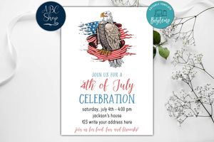 Printable 4th of July Celebration Party Invitation Instant Download