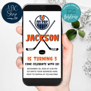 Electronic Edmonton Oilers Electronic Invite Birthday Flyer Template Instant Download