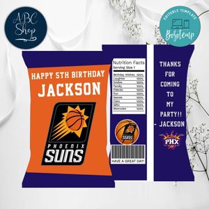 Phoenix Suns Chip Bags Digital File Printable Instant Download