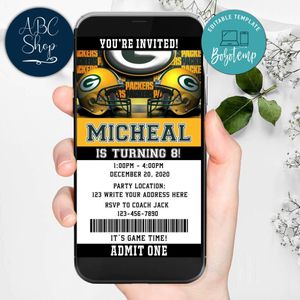 Electronic Green Bay Packers Electronic Invite Birthday Invites DIY