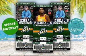 Editable Utah Jazz Birthday Ticket Invitations Instant Download