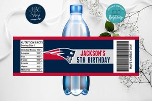 Printable New England Patriots Water Bottle Labels Instant Download