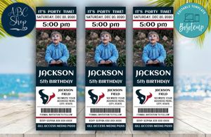 Houston Texans Birthday Ticket With Photo Invitation Instant Download