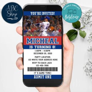 Electronic Chicago Cubs Electronic Invite Birthday Invitations Instant Download