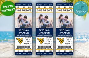 Editable West Virginia Mountaineers Save The Date Wedding Engagement Announcement Ticket Invitation Instant Download
