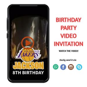 Kobe Bryant Birthday Video Invitation Digital Template Customizable Instant Download