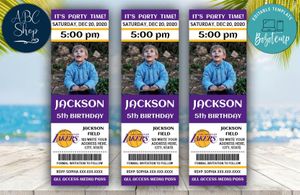 Printable Los Angeles Lakers Birthday Ticket With Photo Invitation Instant Download
