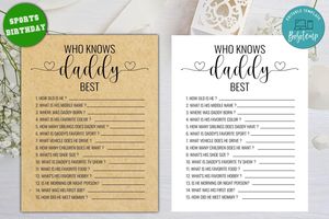 Editable Who Knows Daddy Best Game Baby Shower Game Instant Download