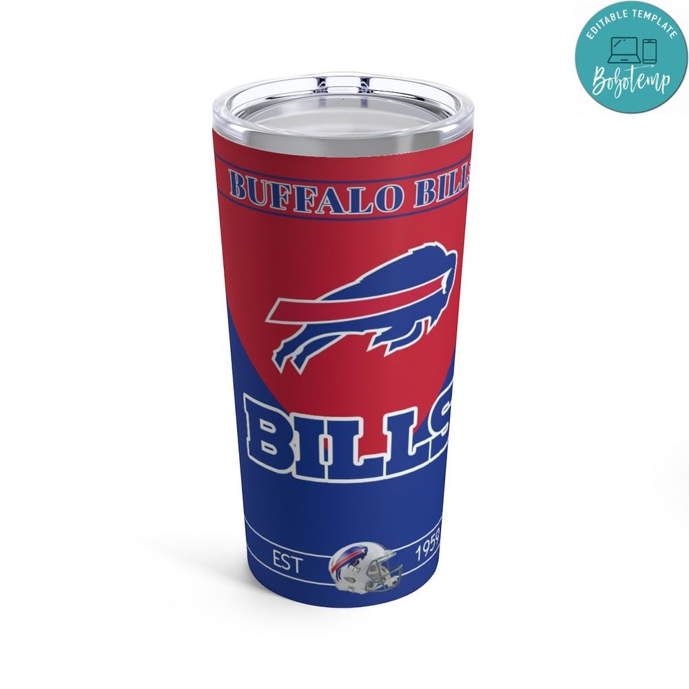 Buffalo Bills 20 oz Skinny Tumbler Customizable Design Template Instant Download