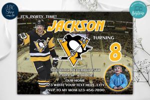 Pittsburgh Penguins Birthday Invitations Template to Print at Home Instant Download