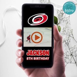 Carolina Hurricanes Birthday Video Invitation Digital Template Customizable Instant Download