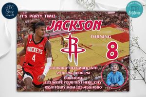 Houston Rockets  Birthday Invitation Template to Print at Home Instant Download