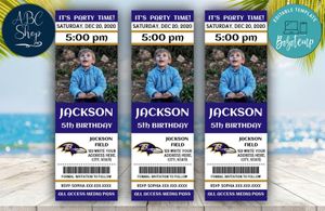 Printable Baltimore Ravens Birthday Ticket With Photo Invitation Instant Download