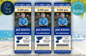 Printable St Louis Blues Birthday Ticket With Photo Invitation Instant Download