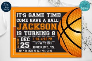 Basketball Court Invitation Instant Download