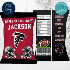 Printable Atlanta Falcons Birthday Chip Bags Instant Download