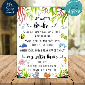My Water Broke Baby Shower Game Instant Download