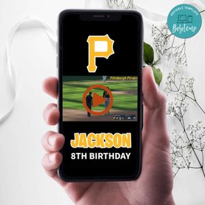 Pittsburgh Pirates Birthday Video Invitation Digital Template Customizable Instant Download