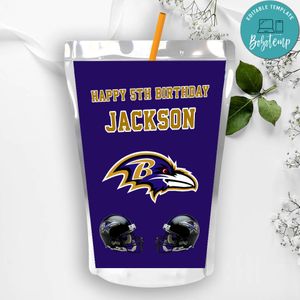 Printable Baltimore Ravens Birthday Capri Sun Juice Label Instant Download