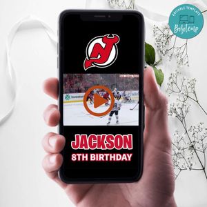 New Jersey Devils Birthday Video Invitation Digital Template Customizable Instant Download