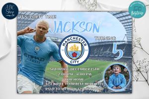 Manchester City Birthday Invitations Template to Print at Home Instant Download