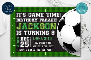 Printable Soccer Birthday Parade Invites Instant Download