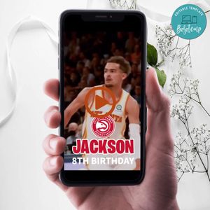 Atlanta Hawks Birthday Video Invitation Digital Template Customizable Instant Download