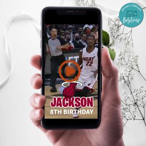 Miami Heat Birthday Video Invitation Digital Template Customizable Instant Download