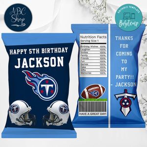 Printable Tennessee Titans Birthday Chip Bags Instant Download