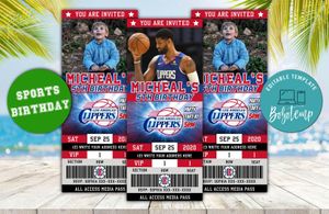 Editable Los Angeles Clippers Birthday Ticket Invites Instant Download