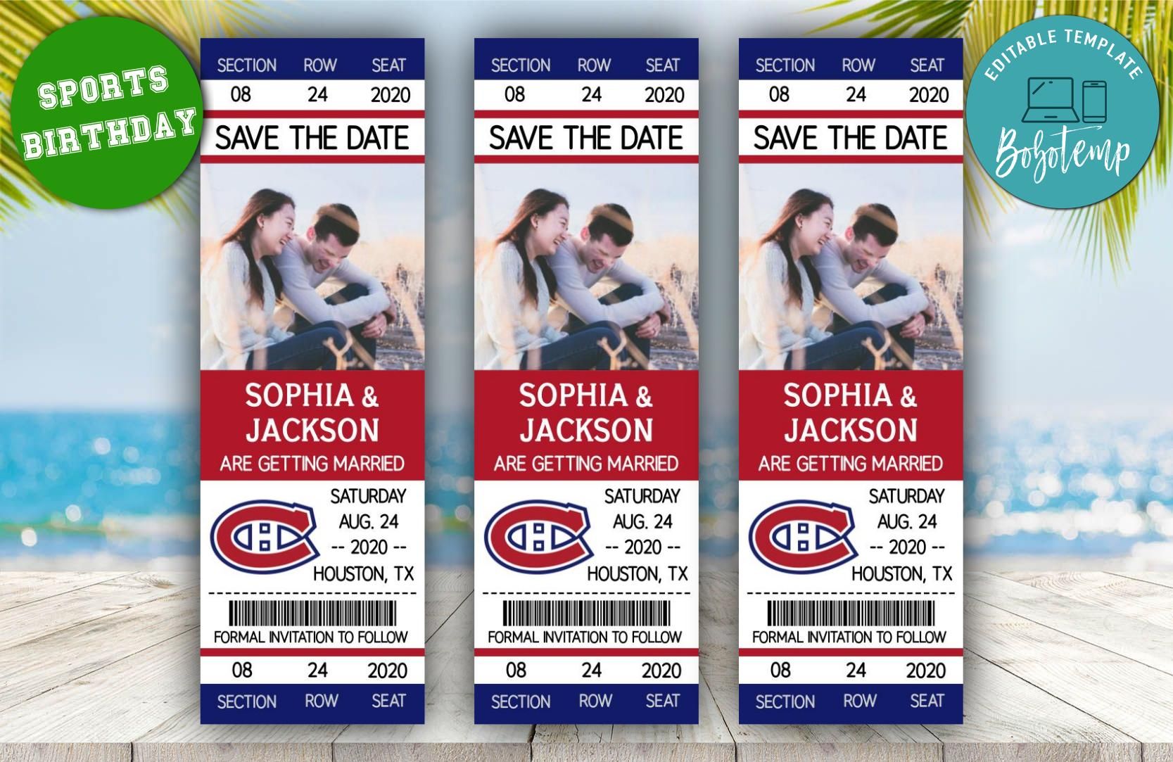 Montreal Canadiens Save The Date Wedding Ticket Invitations Createpartylabels Montreal Canadiens Save The Date Wedding Ticket Invitations Createpartylabels