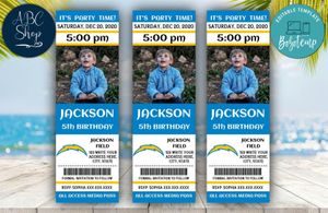 Printable Los Angeles Chargers Birthday Ticket With Photo Invitation Instant Download