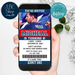 Lionel Messi Mobile Invite Customizable Template Instant Download