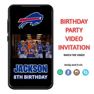 Buffalo Bills Birthday Video Invitation Digital Template Customizable Instant Download