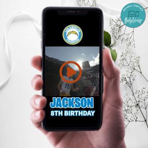 Los Angeles Chargers Birthday Video Invitation Digital Template Customizable Instant Download