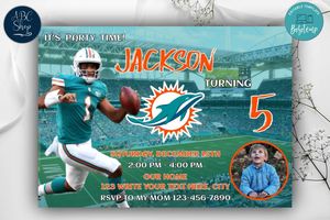 Miami Dolphins Birthday Invitation Template to Print at Home Instant Download