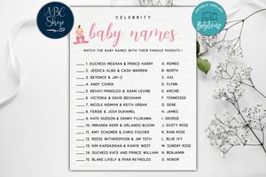 Editable Celebrity Baby Names Baby Girl Baby Shower Game Instant Download