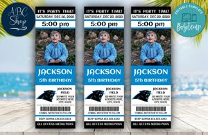 Printable Carolina Panthers Birthday Ticket With Photo Invitation Instant Download