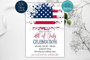 Printable 4th of July Celebration Party Invites Instant Download