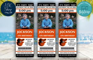 Printable Baltimore Orioles Birthday Ticket With Photo Invitation Instant Download