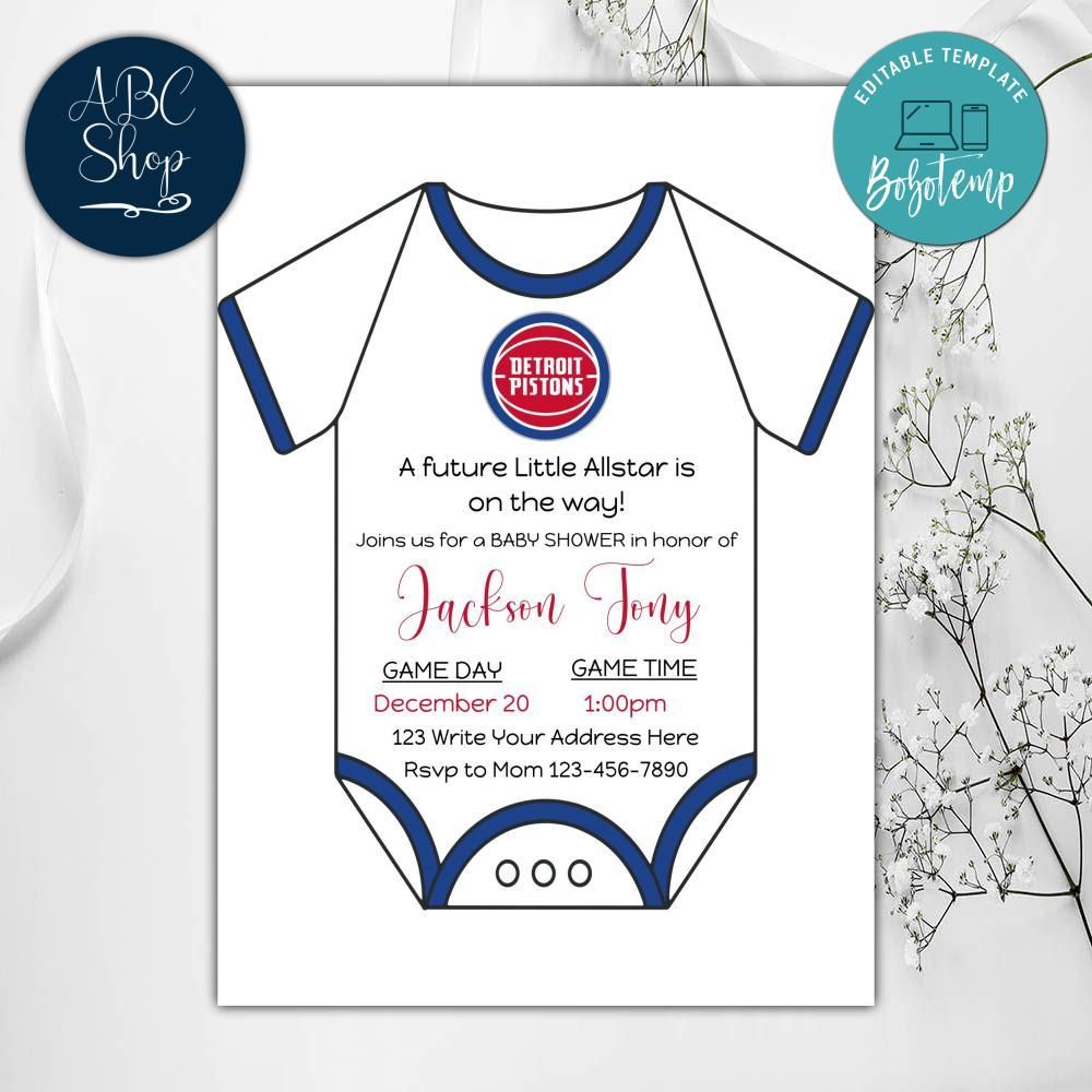 Detroit Pistons Baby Shower Invitation Instant Download Bobotemp