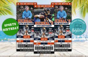 Editable Chicago Bears Birthday Ticket Invites Instant Download
