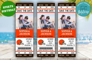 Cleveland Browns Save The Date Wedding Engagement Announcement Ticket Invitation Instant Download