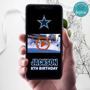 Dallas Cowboys Birthday Video Invitation Digital Template Customizable Instant Download