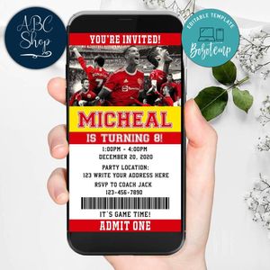 Electronic Manchester United Cristiano Ronaldo Birthday Flyer Instant Download