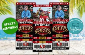 Editable San Francisco 49ers Birthday Ticket Invitation DIY