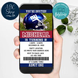 New York Giants Ticket Invite Birthday Invites DIY