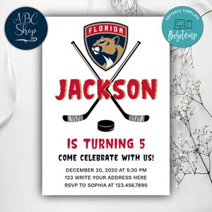 Printable Florida Panthers Birthday Invitations Instant Download