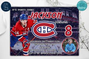 Montréal Canadiens Birthday Invitations Template to Print at Home Instant Download